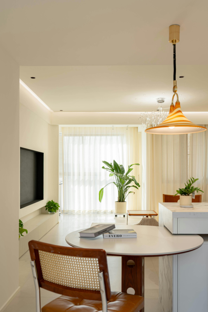 minimalist home with white walls