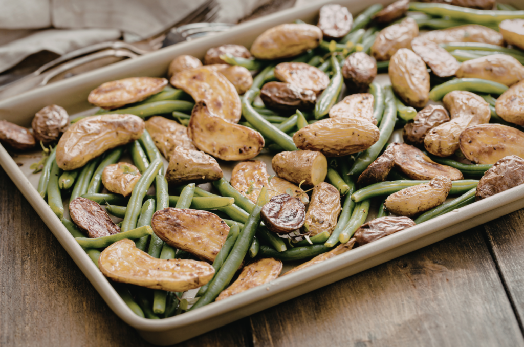 sheet pan with vegetables