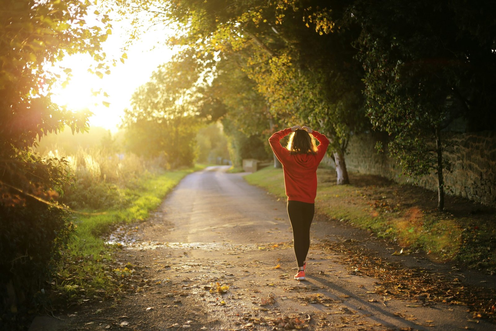 woman walking in the morning