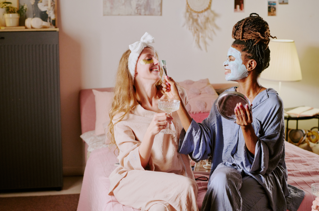 At-Home Spa Night Essentials 7 face mask and music