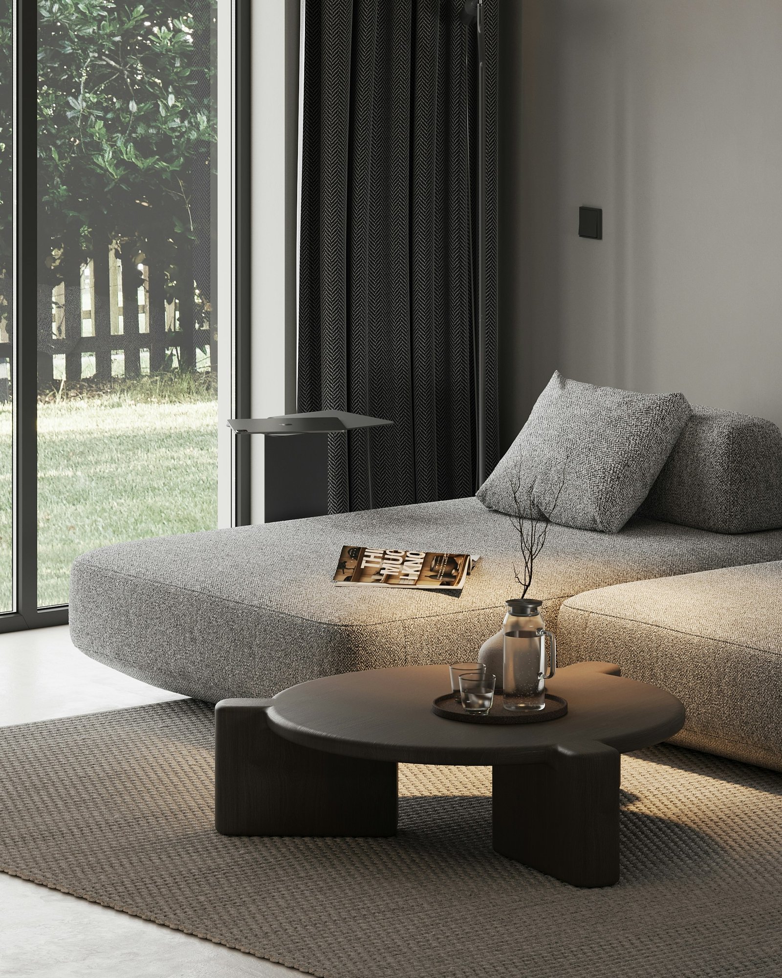 gray sofa and living room