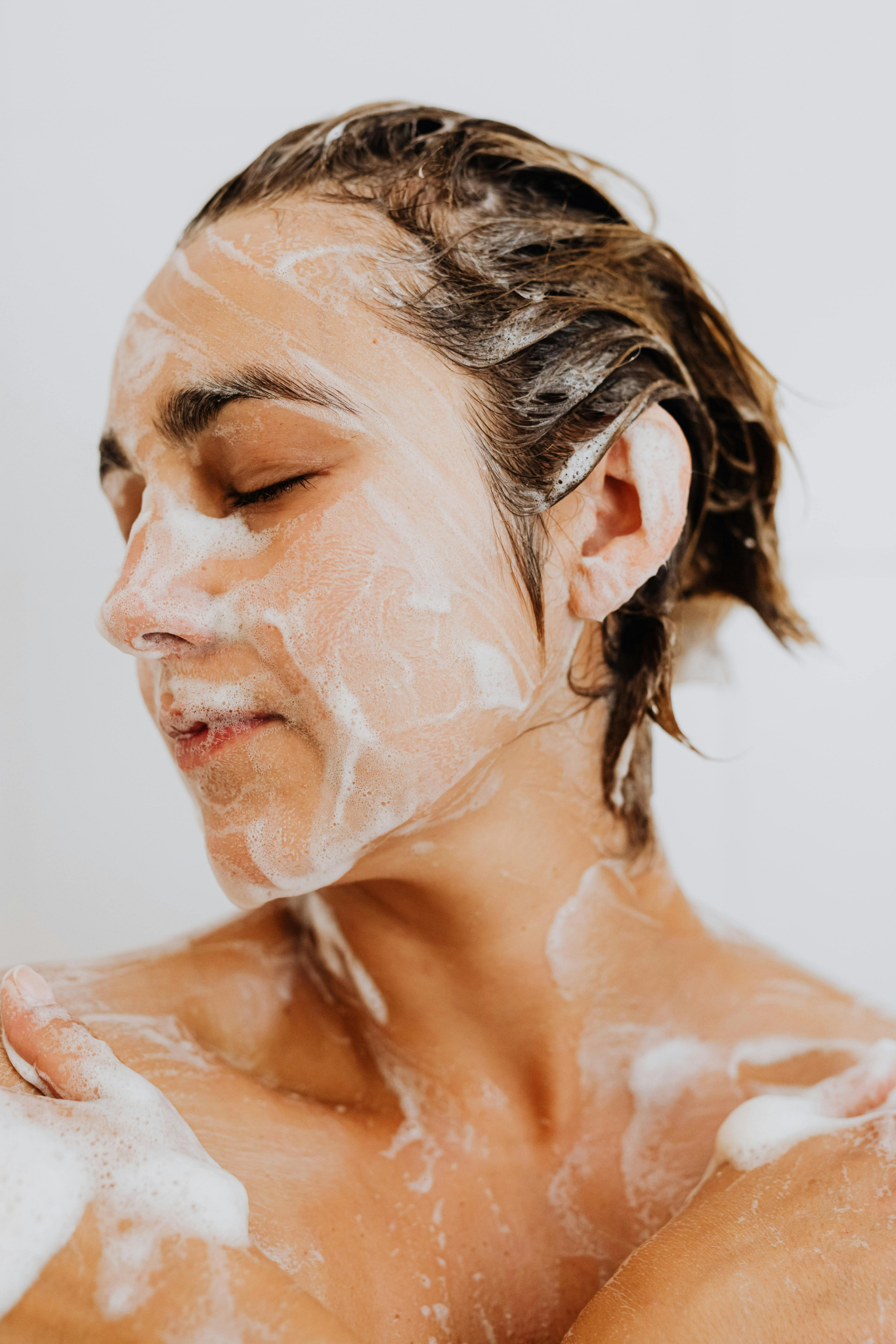 woman enjoying her shower