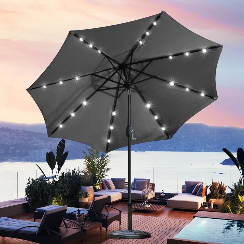 Solar LED Lighted Umbrella