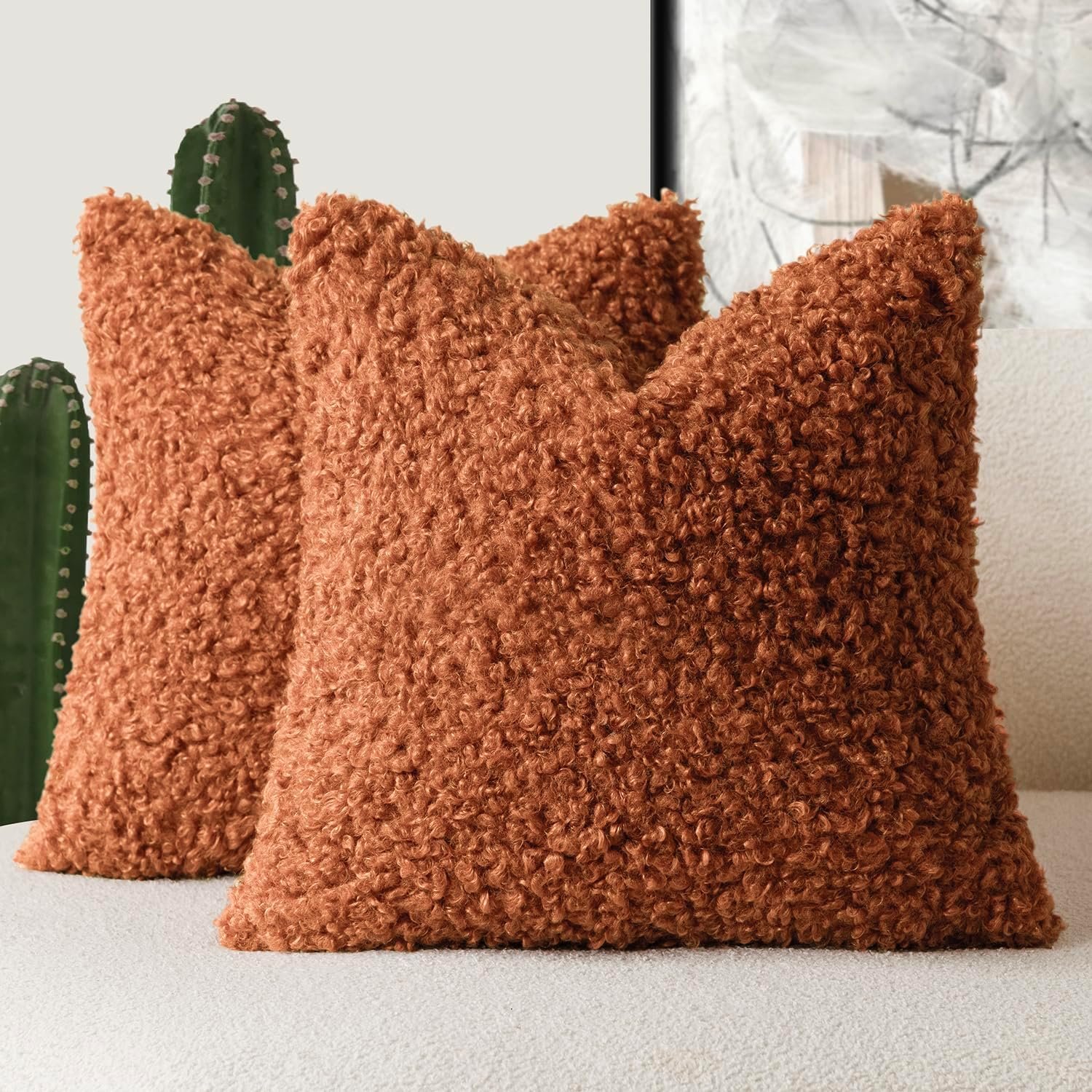 Amazon Living Room Finds That Make Your Home Look Moody, Rich & Designer 19 Burnt Orange Faux Fur Pillow Covers