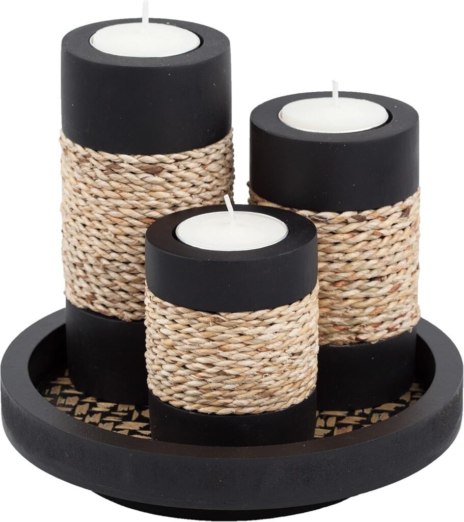 Coffee Table Styling Pieces That Make Your Living Room Look Expensive 25 1762 Rustic Black Wooden Candle Holders 1