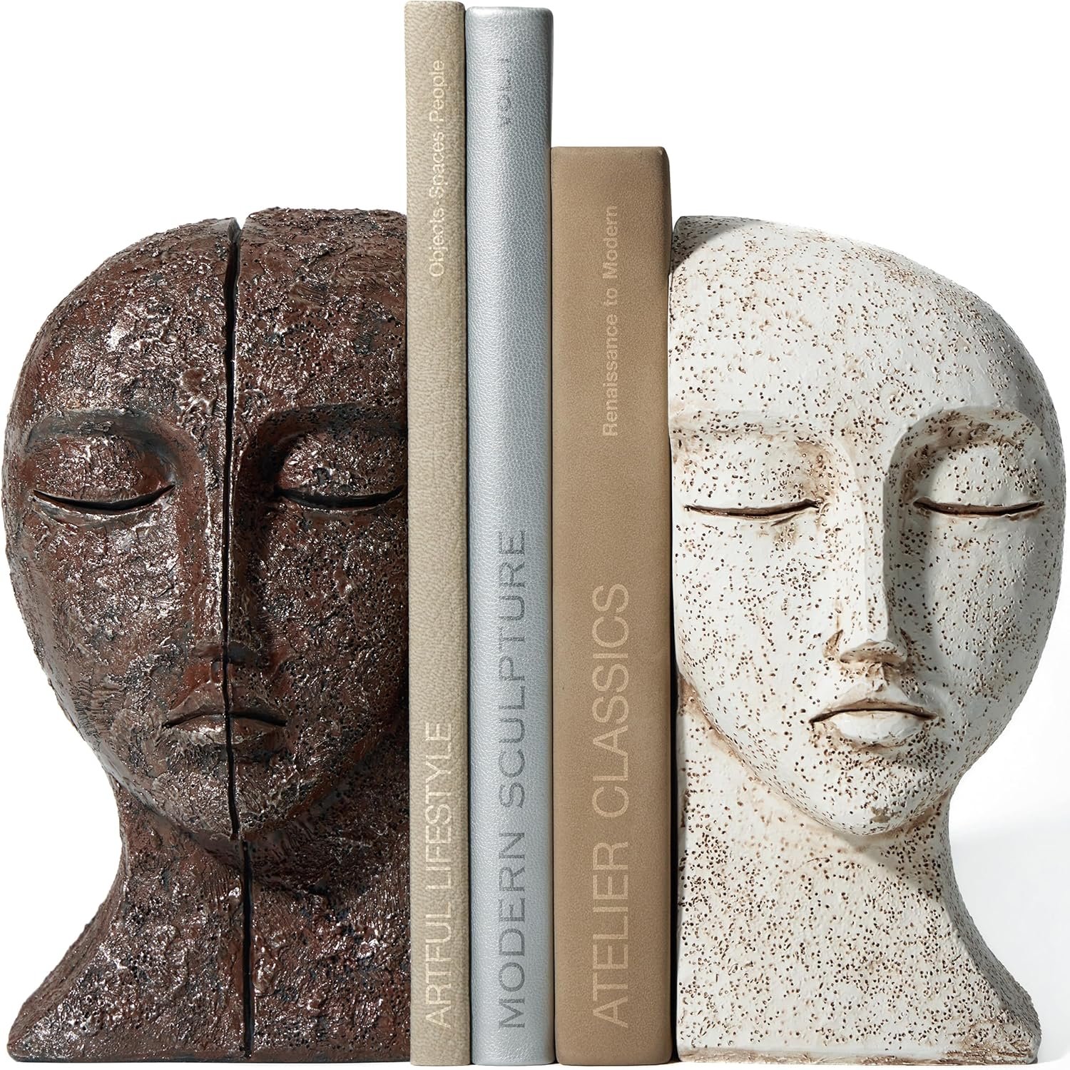 Coffee Table Styling Pieces That Make Your Living Room Look Expensive 69 2172 Bronze White Tranquil Faces Book Ends