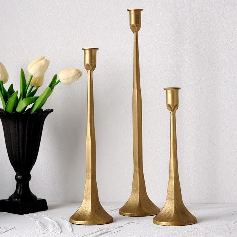 Coffee Table Styling Pieces That Make Your Living Room Look Expensive 42 2177 Gold Taper Candle Holder Set