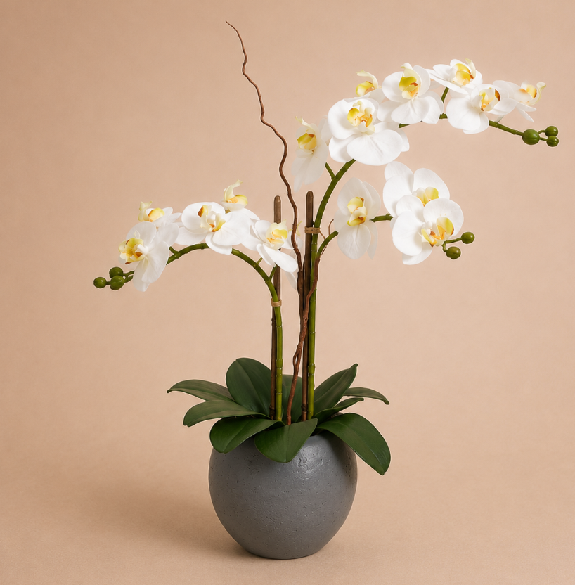 Coffee Table Styling Pieces That Make Your Living Room Look Expensive 26 Artificial Orchid Plant